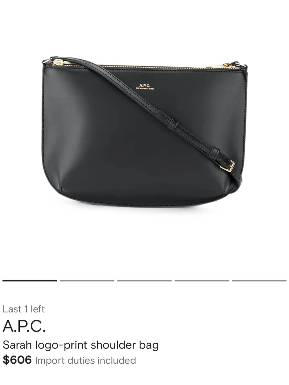 A.P.C. Sarah Double-Zip Crossbody Bag - Picture 4 of 4